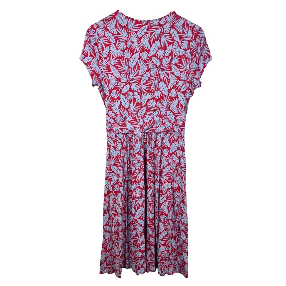 Boden Wrap Maxi Dress Tropical Red Blue Leaf Print Size 8R (L513) - Picture 4 of 7